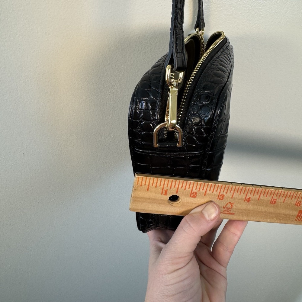 Quince Gemma Black Croc Leather Crossbody Bag Purse - Picture 11 of 11